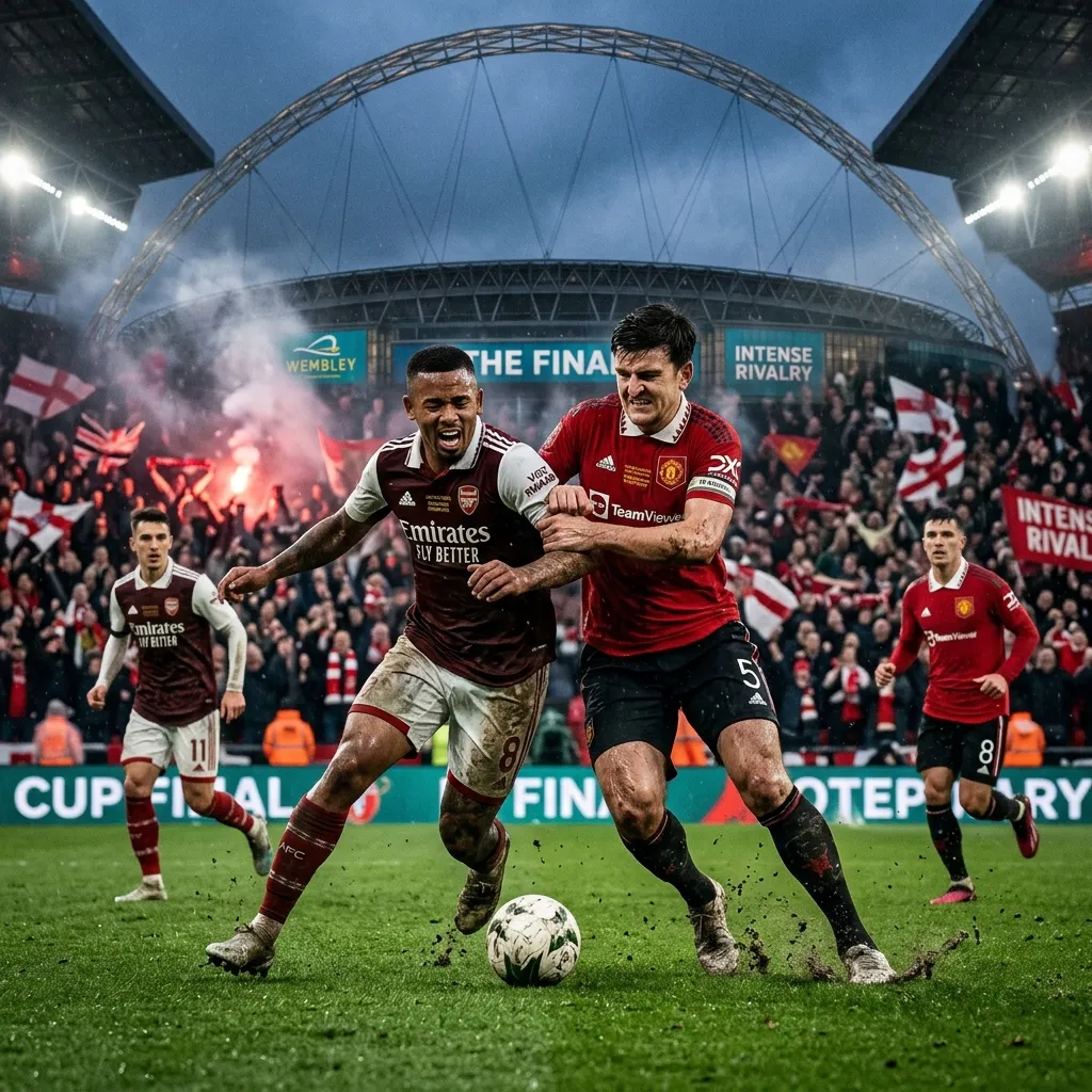 Một pha tranh bóng quyết liệt nảy lửa trong một trận chung kết giải quốc nội Anh